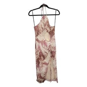 Forever 21 Abstract Print Mesh Halter Midi Dress Purple/Multi Women's Size Small